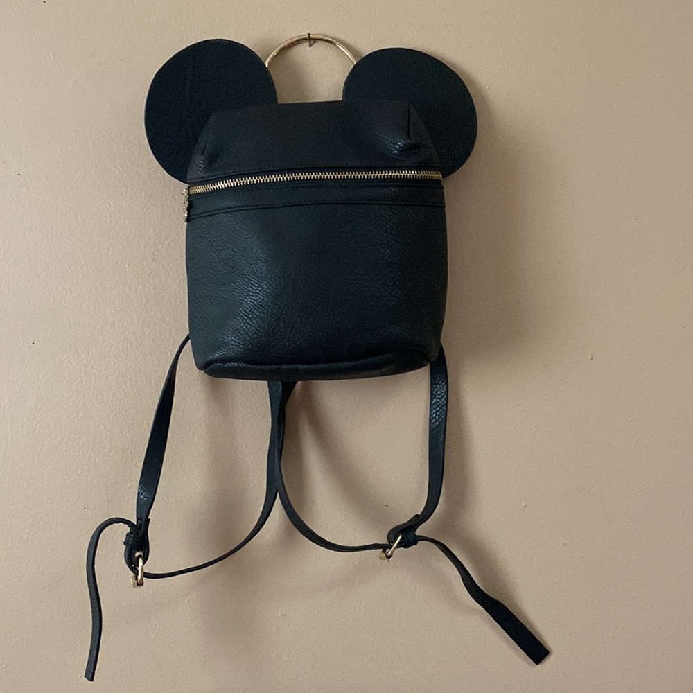 Disney x Typo Black Faux Leather Vegan Mickey Ear Mouse Backpack